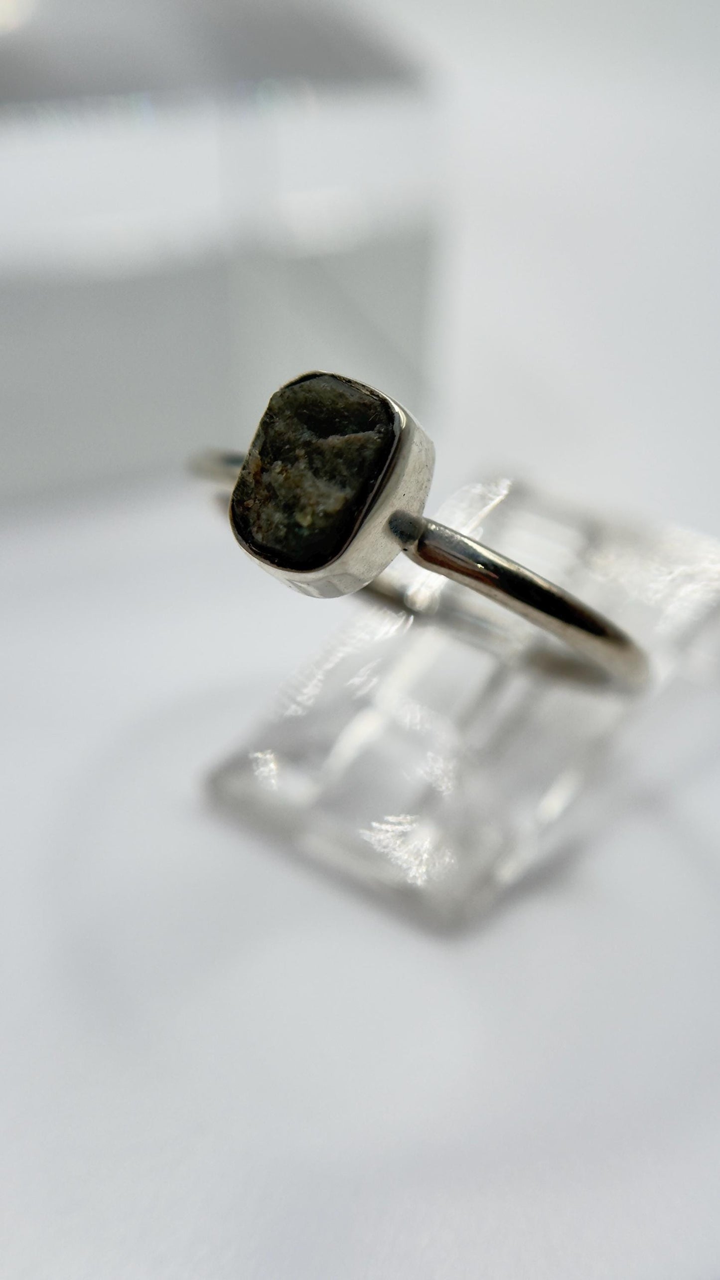 Raw Alexandrite Ring – Color Change Gemstone, June Birthstone, Silver Band (Size 7)