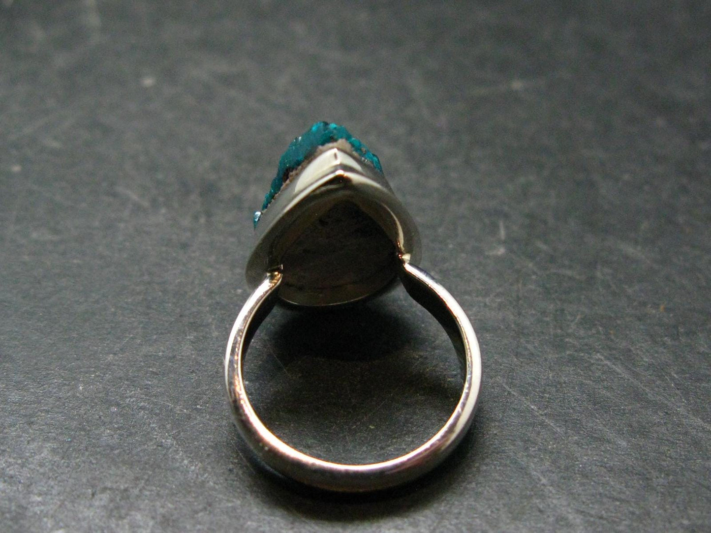 Emerald Green Dioptase Crystal Silver Ring from Congo - 5.85 Grams - Size 6