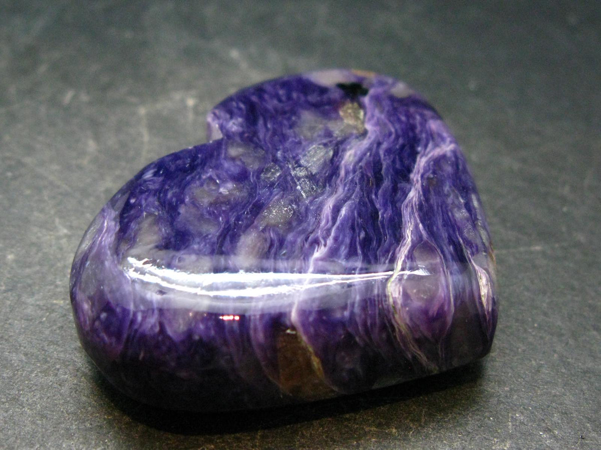 Rare High-Quality Charoite Tumbled Heart From Russia - 1.6" - 52.08 Grams