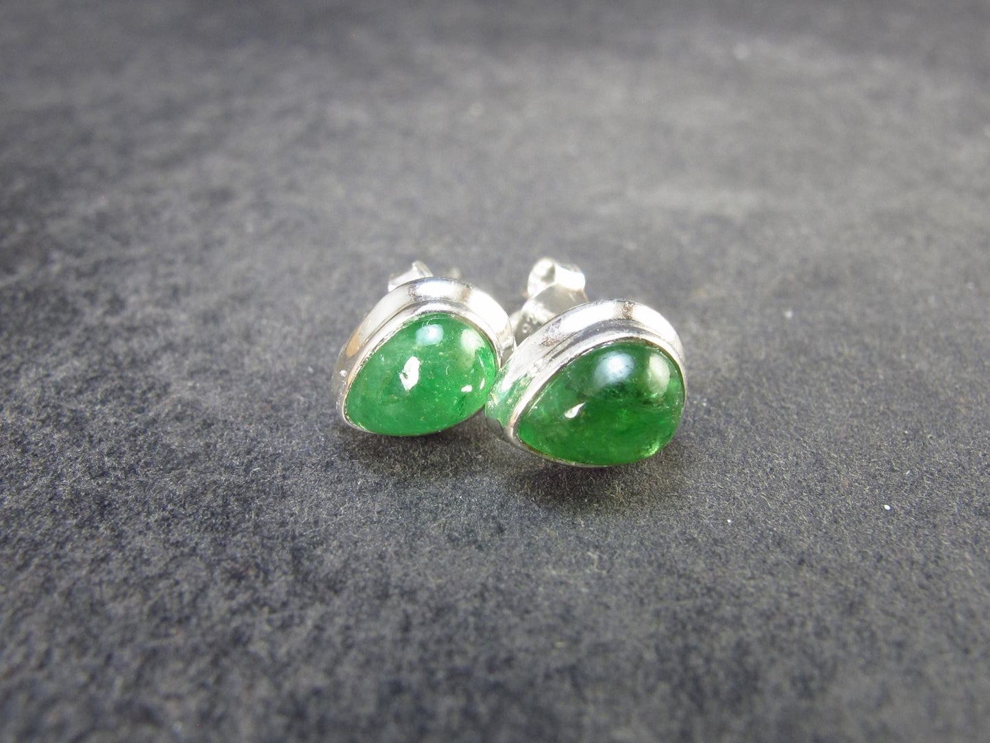 Tsavorite Gem Green Garnet Sterling Silver Earrings from Tanzania - 2.11 Grams