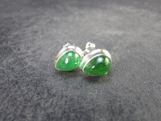 Tsavorite Gem Green Garnet Sterling Silver Earrings from Tanzania - 2.11 Grams