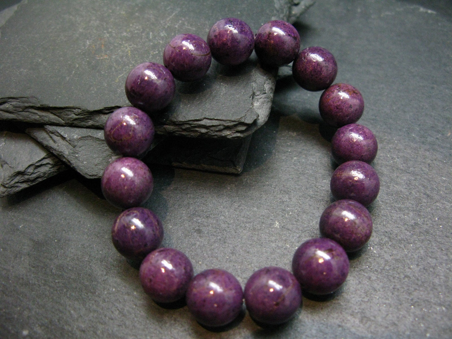 Purpurite Genuine Bracelet ~ 7 Inches ~ 12mm Round Beads