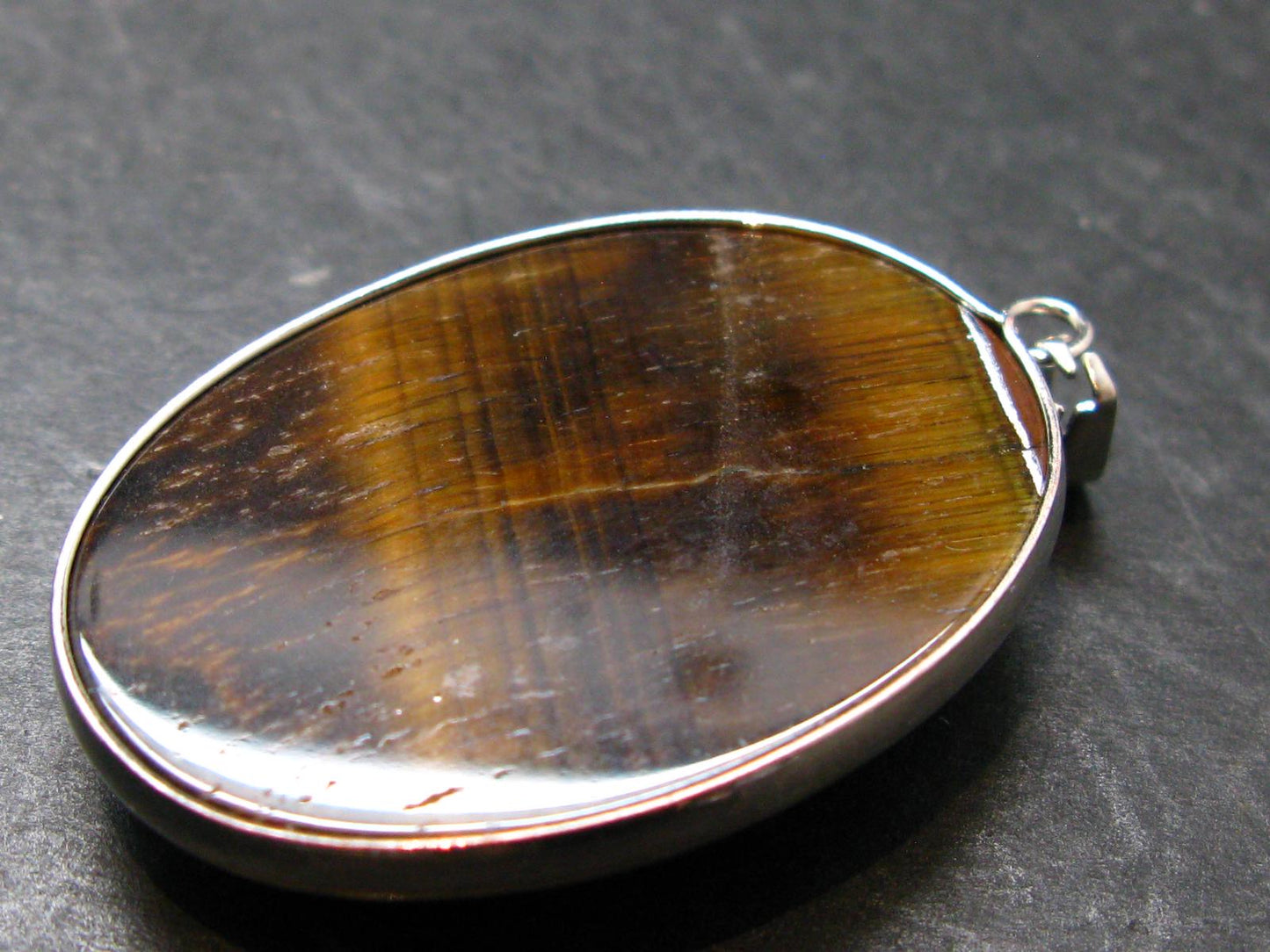 Tiger Eye Sterling Silver 925 Pendant - 1.8"