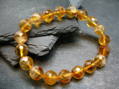 Citrine Genuine Bracelet ~ 7 Inches ~ 10mm Facetted Beads