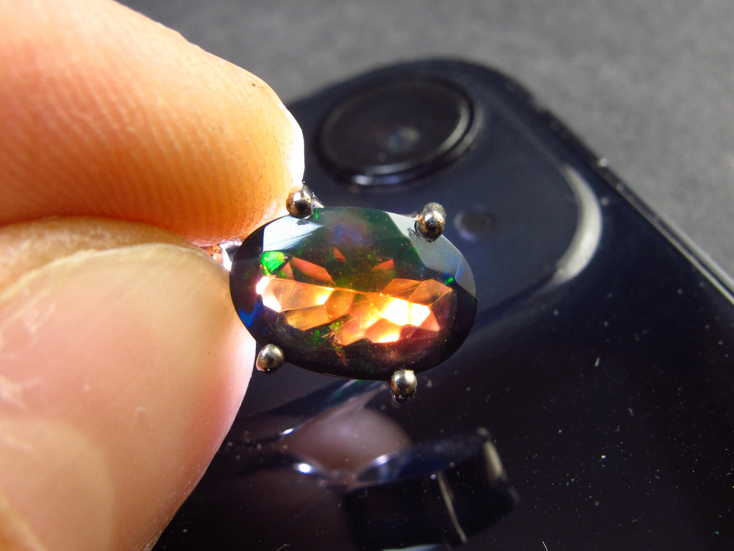 Rare Black Opal Sterling Silver Pendant from Australia - 0.7" - 1.29 Grams