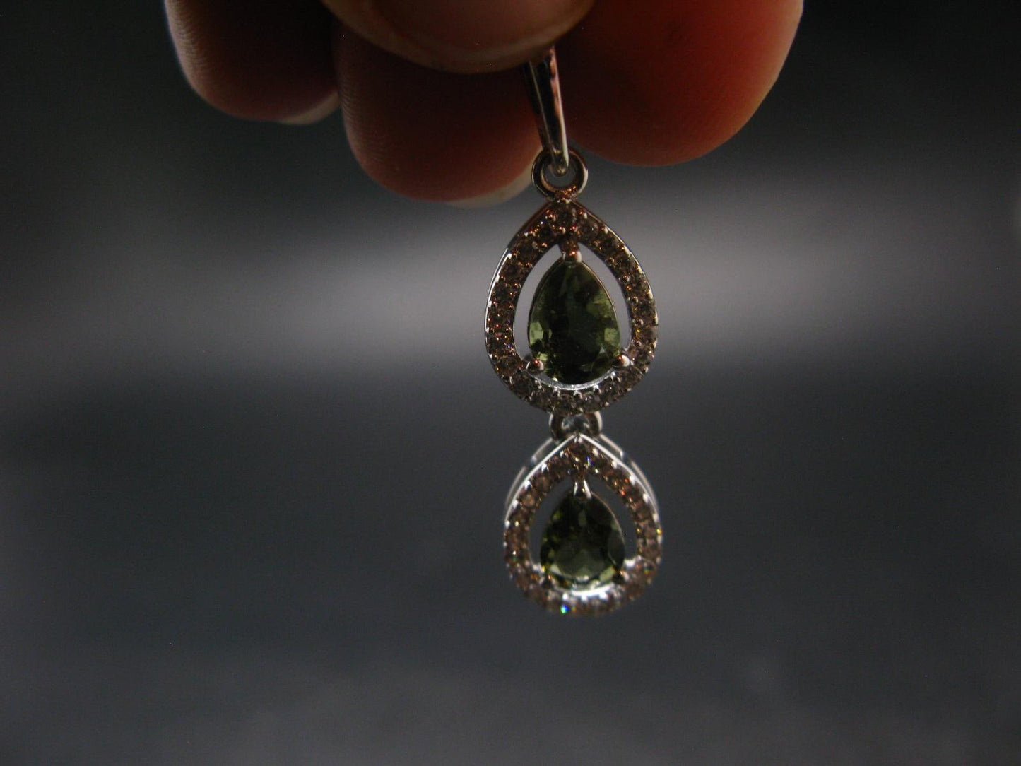 Moldavite Tektite Silver Pendant from Czech Republic - 1.3" - 2.28 Grams