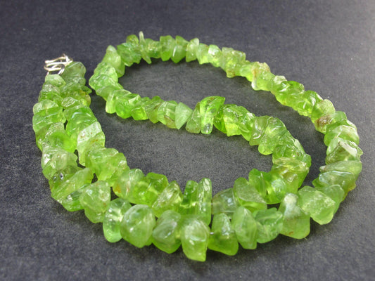 Natural Gemmy Peridot Olivine Crystal Necklace from Pakistan - 17"