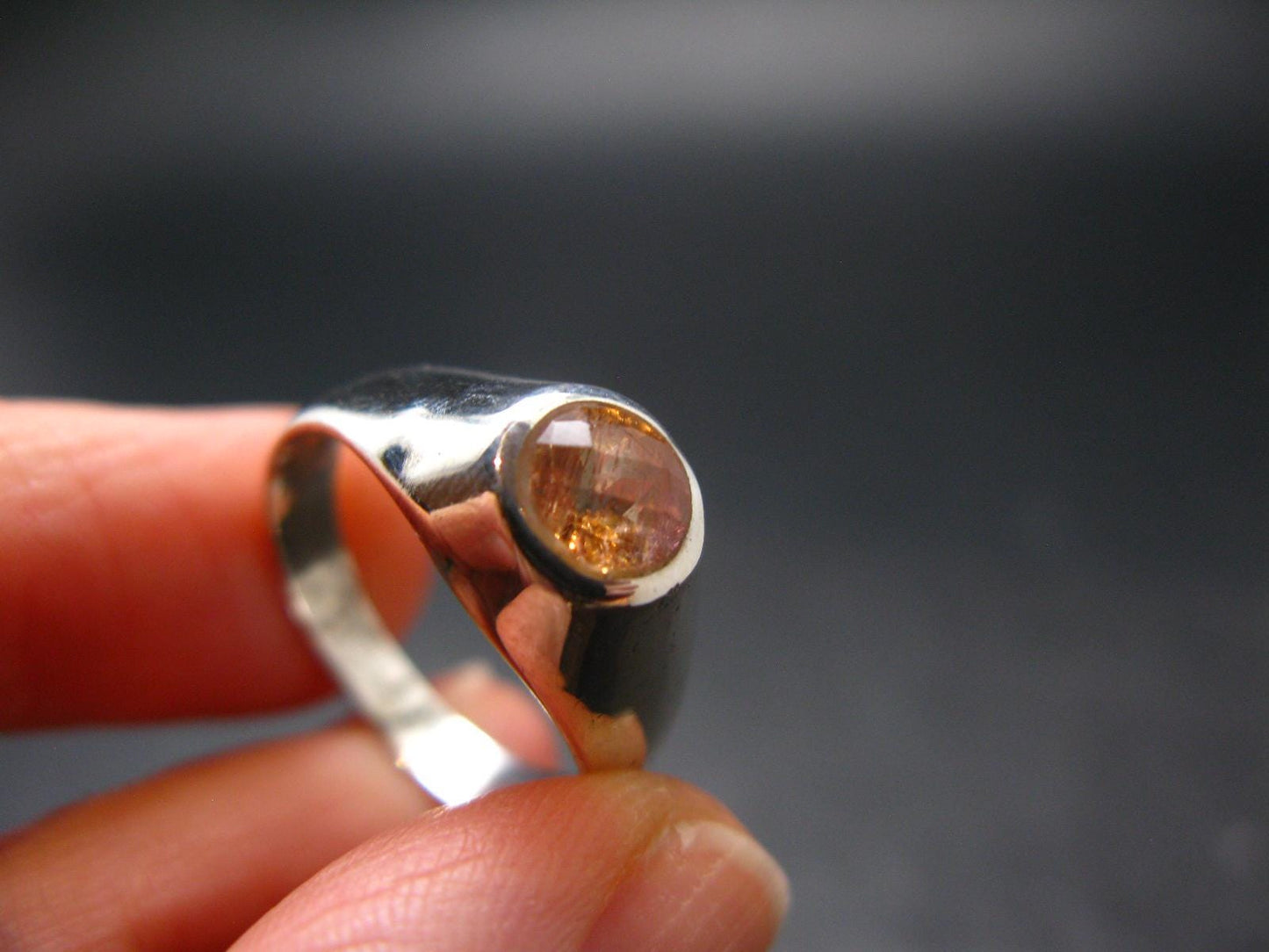 Fabulous Untreated Faceted Gem Imperial Topaz 925 Silver Ring from Brazil - Size 8.25 - 4.46 Grams