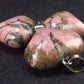 Lot of 3 Natural Rhodonite Puffed Heart Pendants from Canada