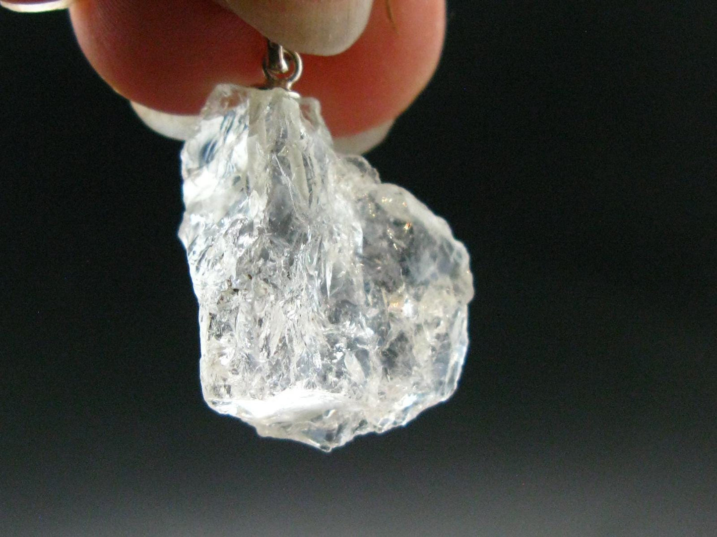 Goshenite Beryl Crystal 925 Silver Pendant From Brazil - 1.1" - 4.0 Grams