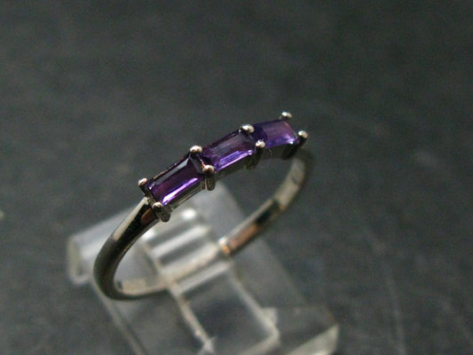 Natural Rich Purple Color Amethyst Sterling Silver Ring - 1.55 Grams - Size 8