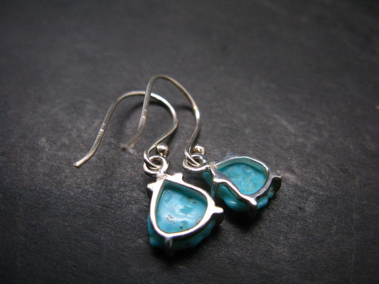 Nice Raw Natural Turquoise Sterling Silver Earrings from Mexico - 1.8 Grams