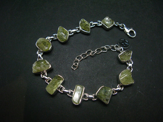 Brazilianite Silver Bracelet From Brazil- 7" - 15.2 Grams