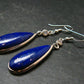 Dark Blue Genuine Lapis Lazuli Sterling Silver Earrings - 2.3" - 10.79 Grams