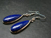 Dark Blue Genuine Lapis Lazuli Sterling Silver Earrings - 2.3" - 10.79 Grams