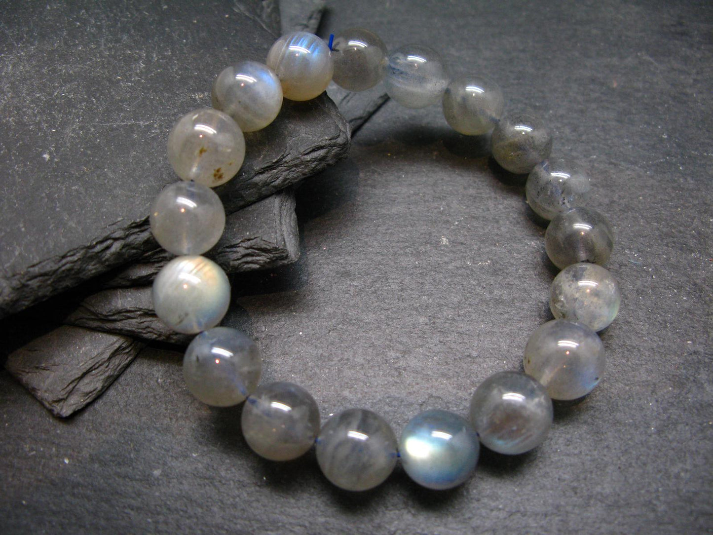 Labradorite Genuine Bracelet ~ 7.5 Inches ~ 12mm Round Beads