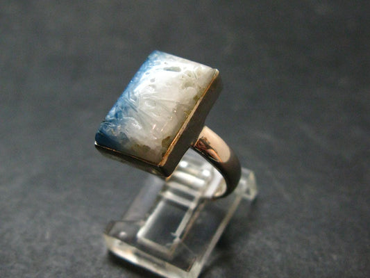 Blue Ice Glacierite Silver Ring from Indonesia - Size 7- 5.45 Grams