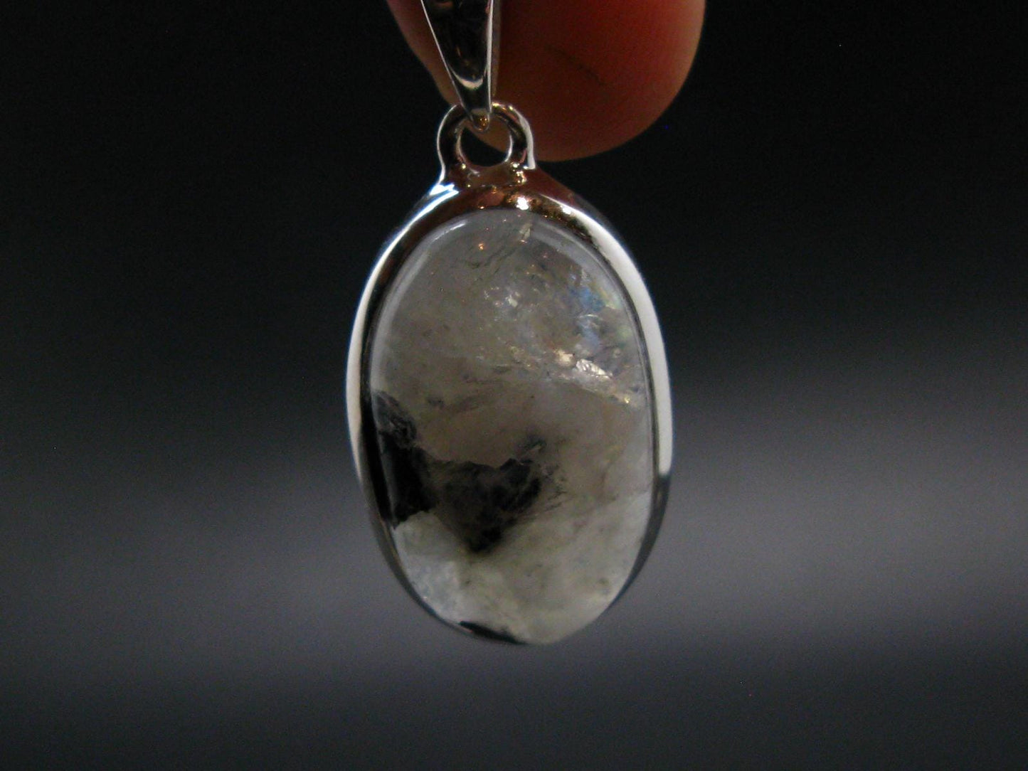 Natural Glow From Inside Moonstone Silver Plated Pendant - 1.3" - 6.31 Grams