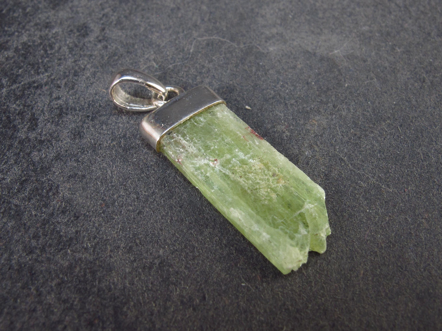 Green Kyanite Silver Pendant from Brazil - 1.2" - 1.91 Grams
