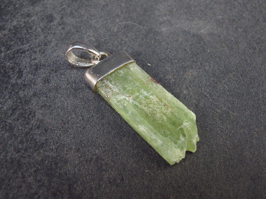 Green Kyanite Silver Pendant from Brazil - 1.2" - 1.91 Grams