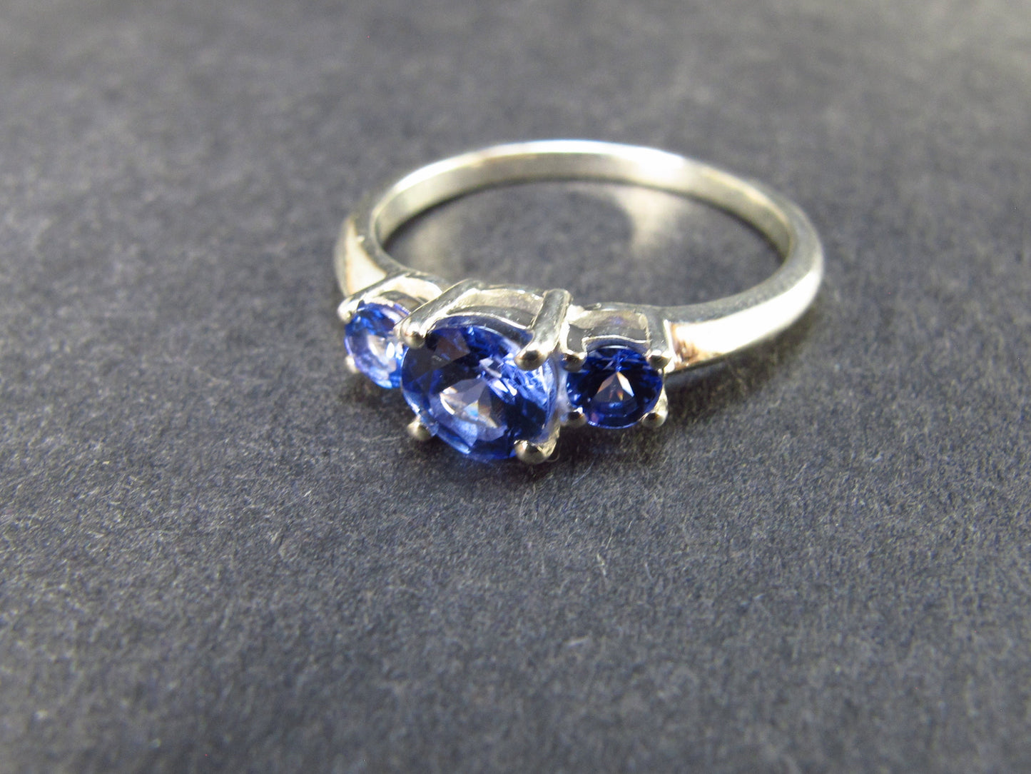 Natural Blue Tanzanite (Zoisite) Crystal Sterling Silver Ring From Tanzania - 1.65 Grams- Size 6.5