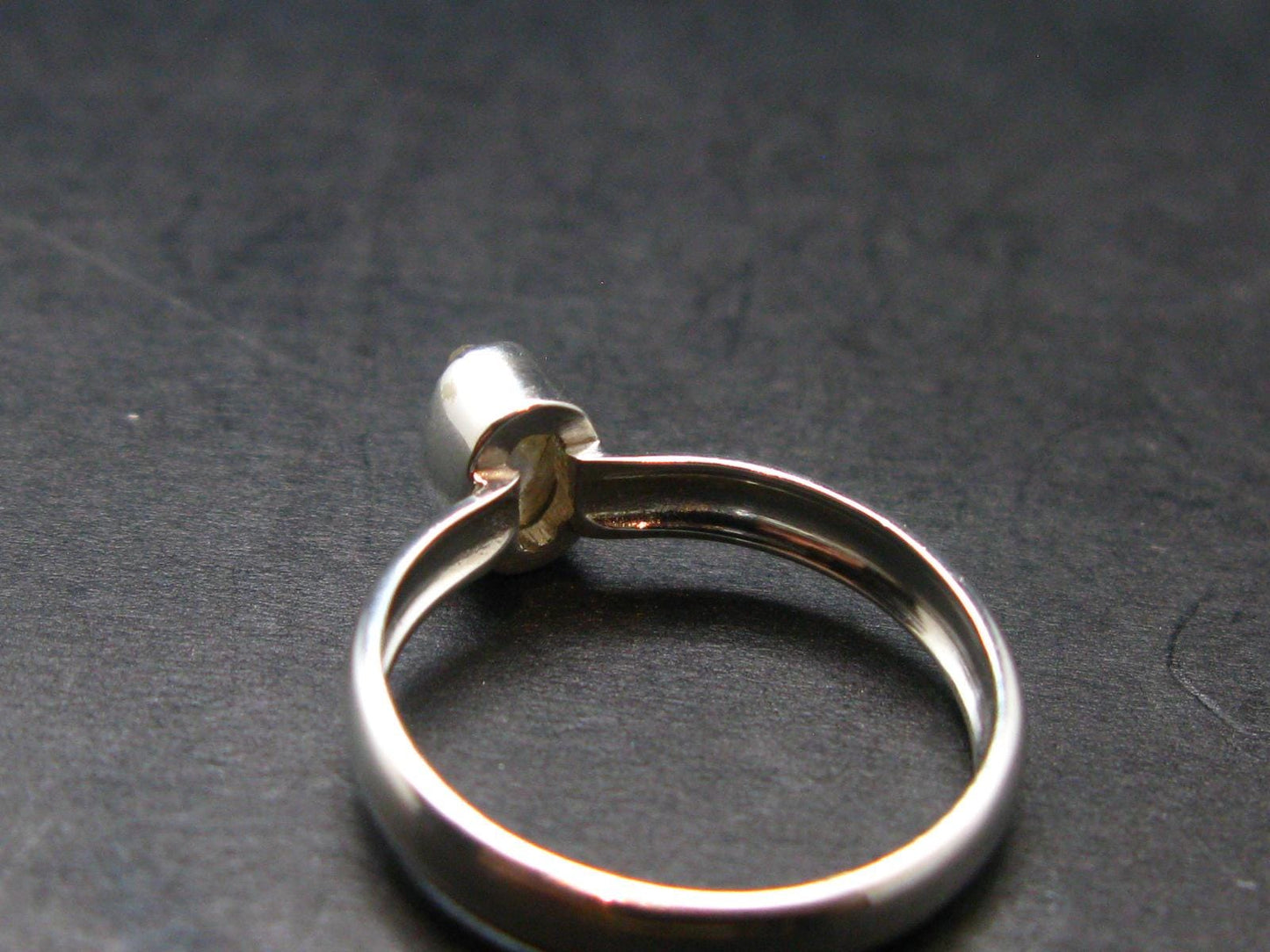 Gray Herderite Silver Ring from Africa - Size 6 - 1.73 Grams