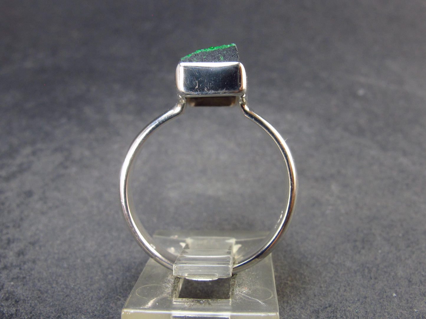 Uvarovite (Green Chromium Garnet) Cluster Silver Ring from Russia - Size 8.5 - 5.02 Grams