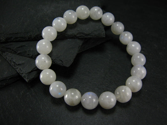 Moonstone Genuine Bracelet ~ 7 Inches ~ 10mm Round Beads