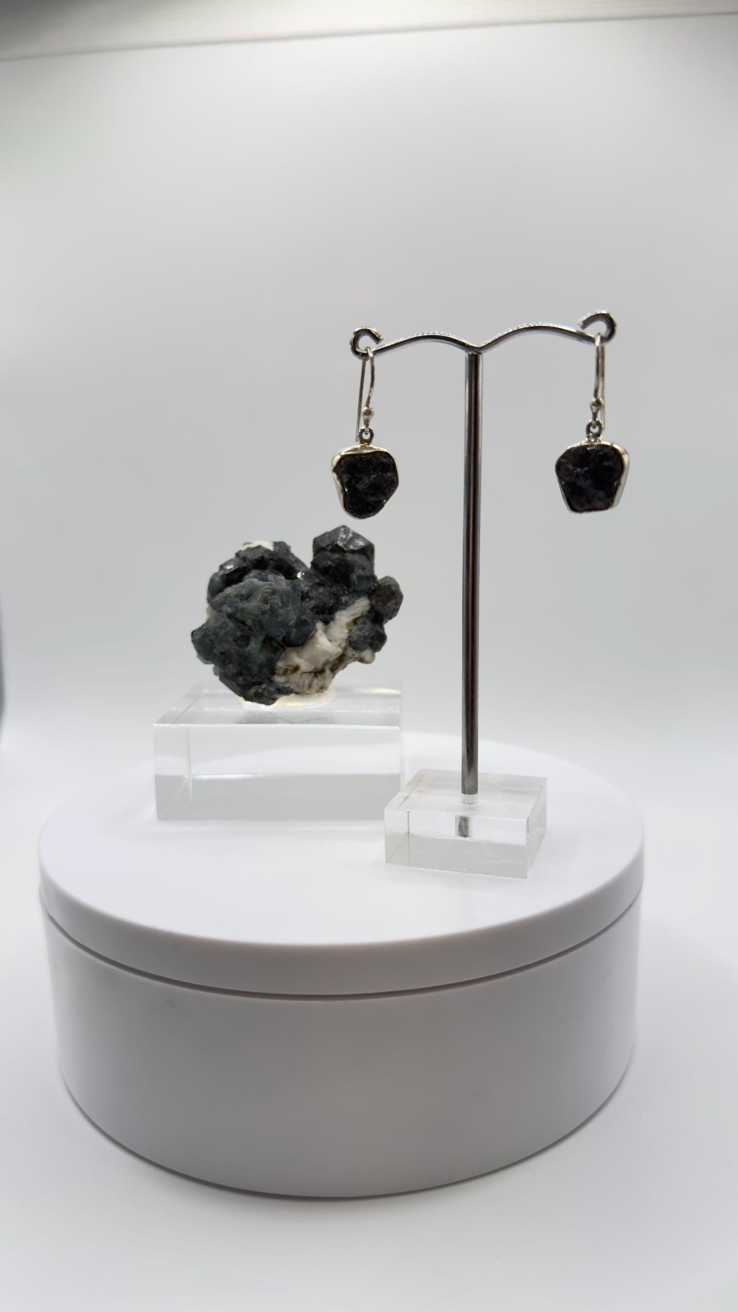 Alexandrite Drop Earrings Raw Color Change Stone Silver Dangle Earrings June Birthstone Jewelry