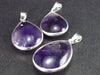 Lot of 3 Natural Purple Amethyst Drop Shaped Pendants From Brazil
