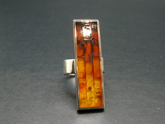 Natural Baltic Amber 925 Silver Ring - Size Adjustable