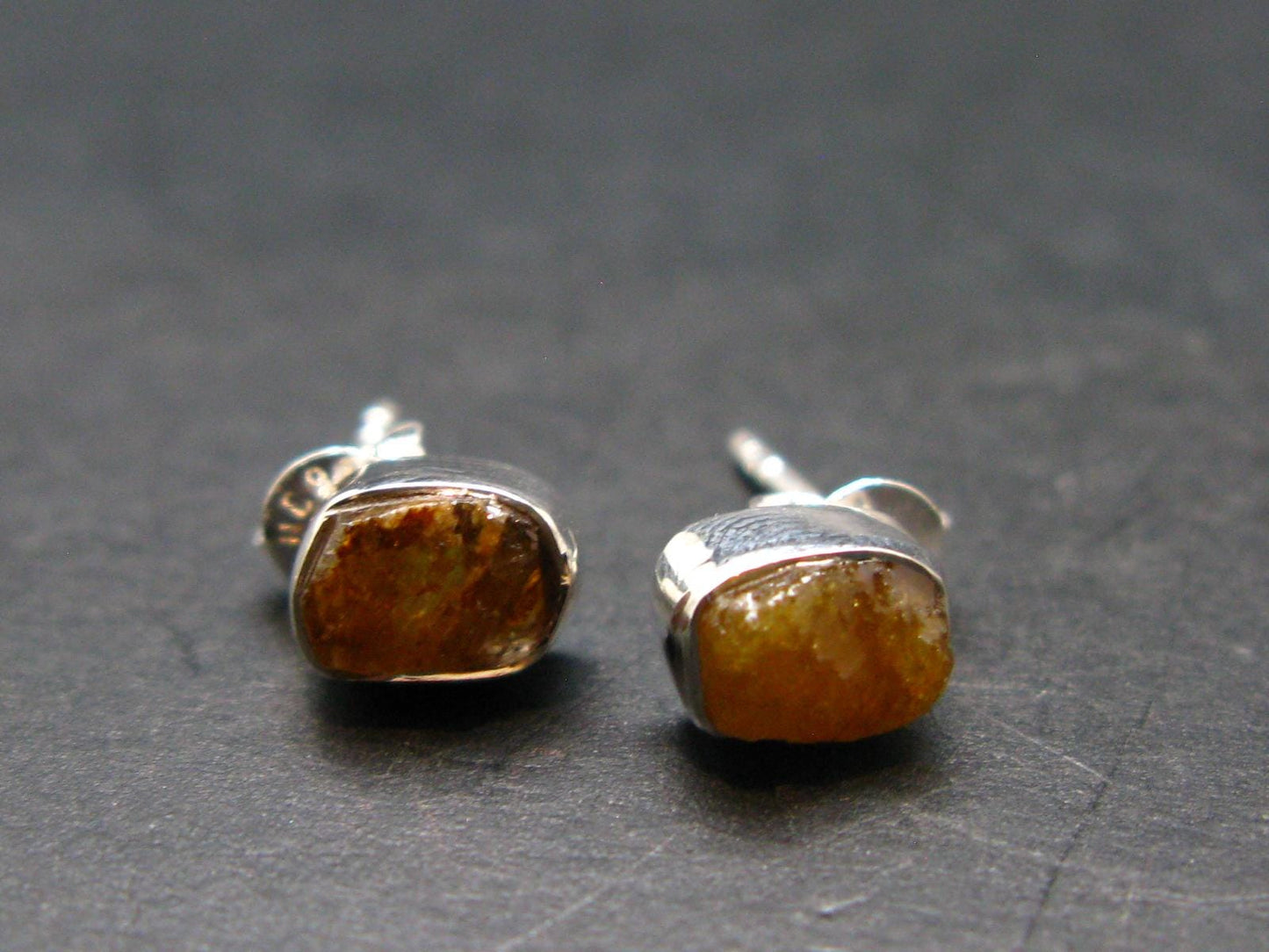 Herderite Stud Earrings Sterling Silver From Brazil - 1.35 Grams