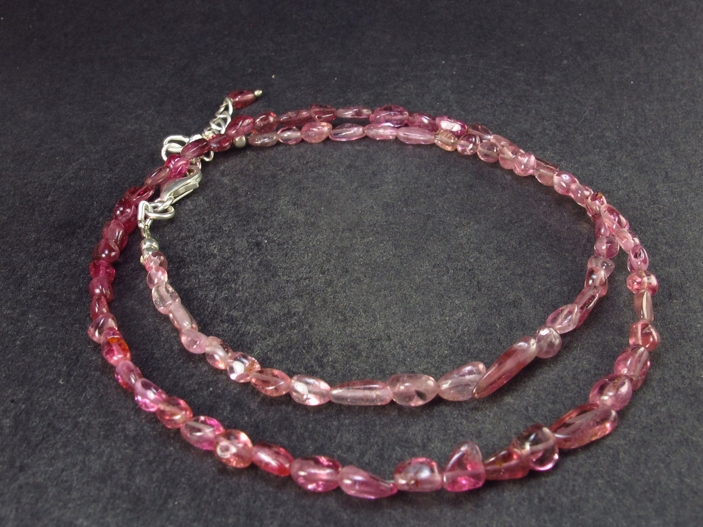 Lightweight Tumbled Pink Tourmaline Tiny Beads Necklace from Brazil - 19" - 8.2 Grams