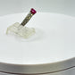Ruby Solitaire Ring | Sterling Silver Pavé Band, Size 8