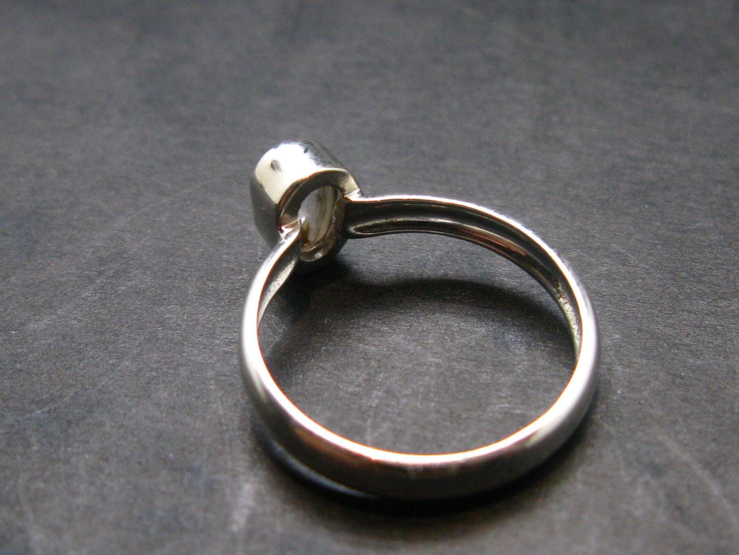 Gray Herderite Silver Ring from Africa - Size 6 - 1.68 Grams
