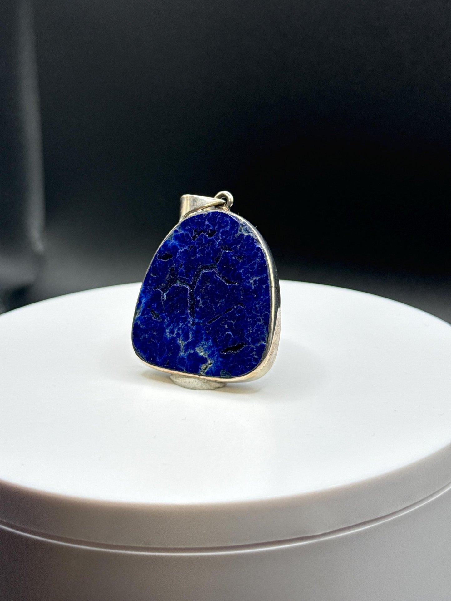 Natural Azurite Statement Charm | Sterling Silver Setting