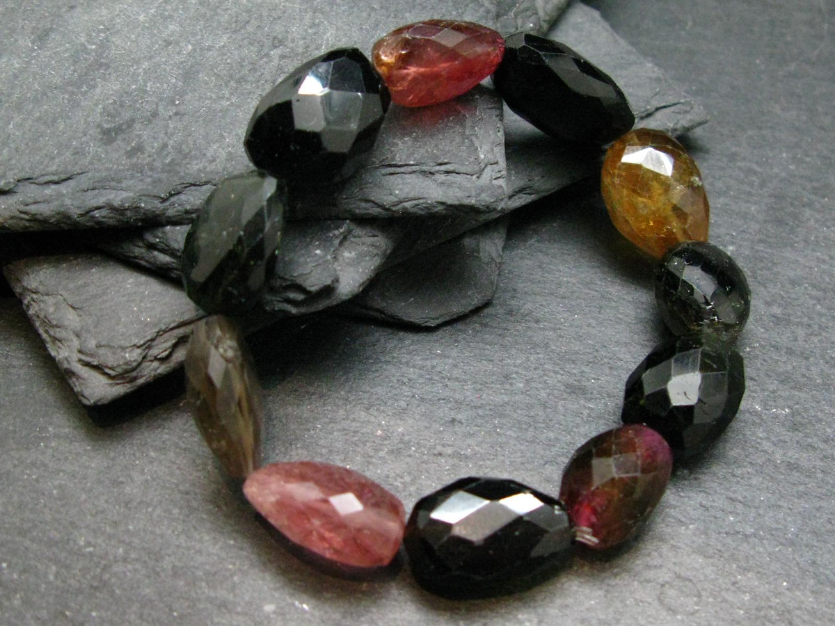 Watermelon Tourmaline Genuine Bracelet ~ 7 Inches ~ 15mm Facetted Stones