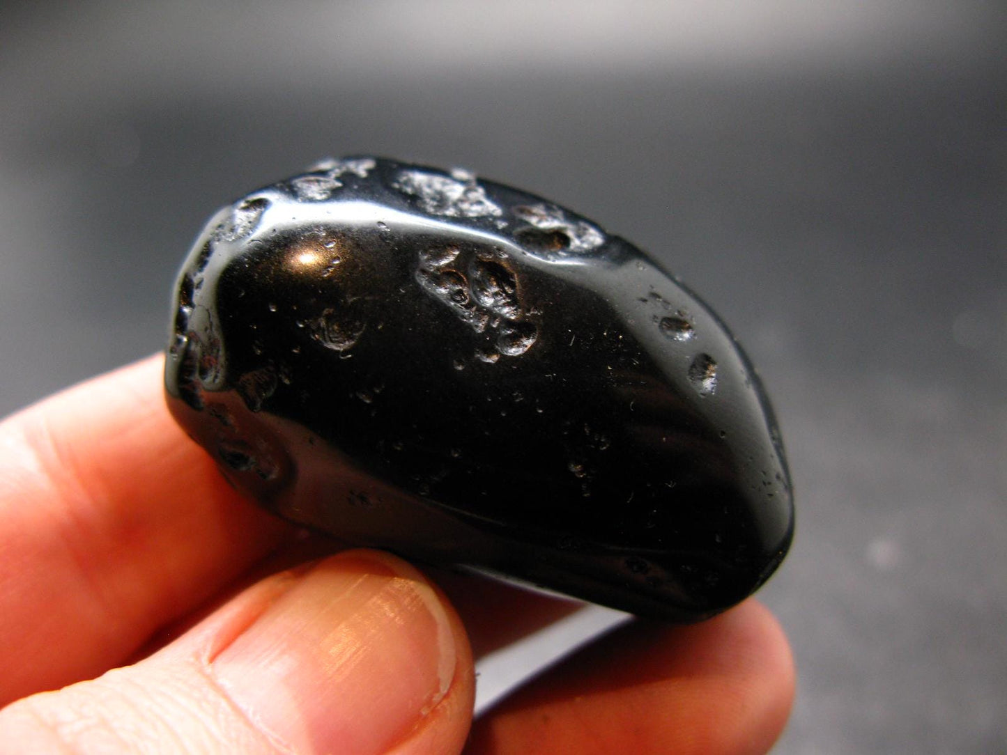 Rare Large Black Tibetan Tektite Tumbled Stone from Tibet - 1.7" - 33.78 Grams