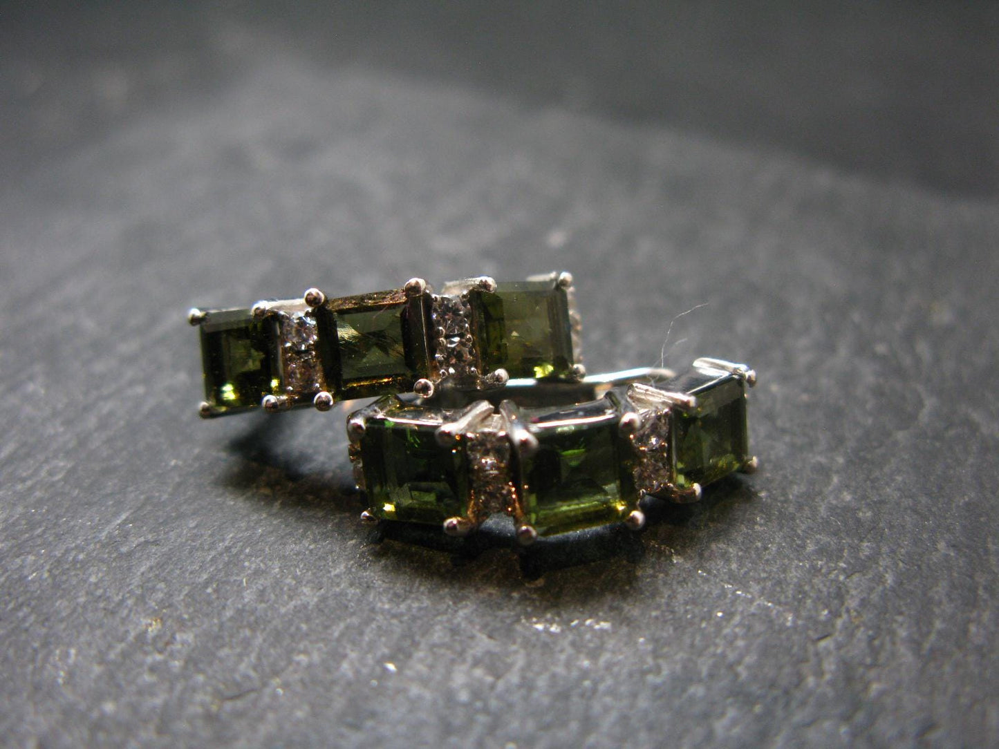 Moldavite Tektite Silver Earrings from Czech Republic - 4.81 Grams