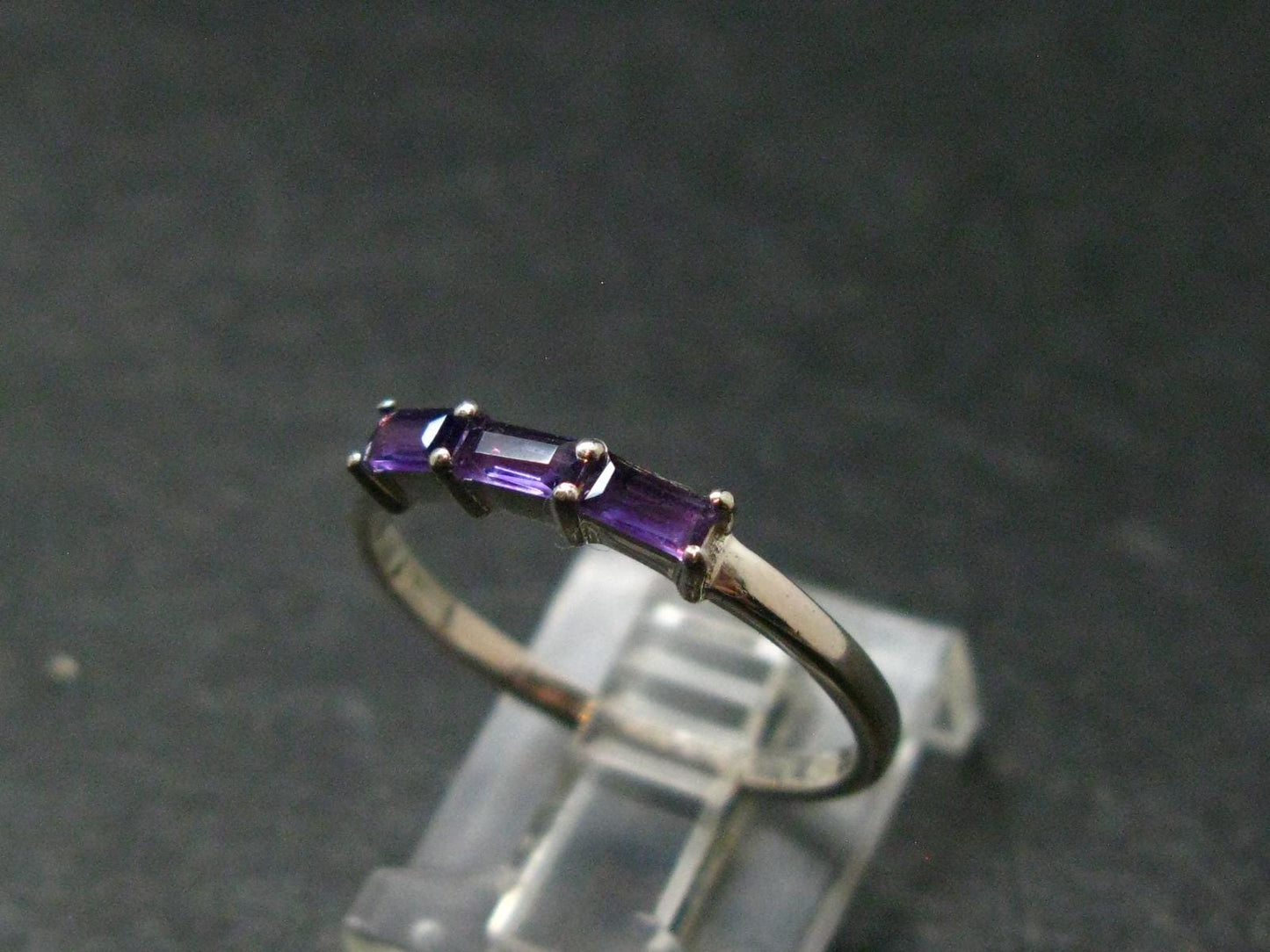 Natural Rich Purple Color Amethyst Sterling Silver Ring - 1.55 Grams - Size 8