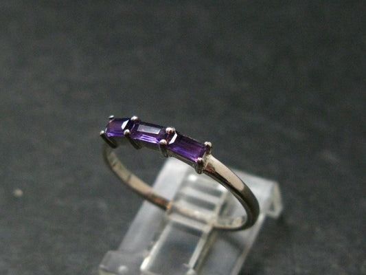 Natural Rich Purple Color Amethyst Sterling Silver Ring - 1.55 Grams - Size 8