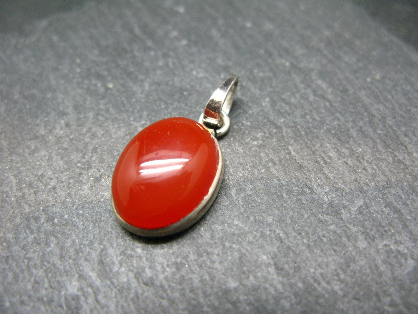 Gem from A Poem by Goethe!! Orange - Red Round Shape Carnelian Sterling Silver Pendant - 1"