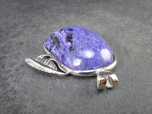 Rare High-Quality Charoite Pendant in SS From Russia - 1.4" - 11.5 Grams
