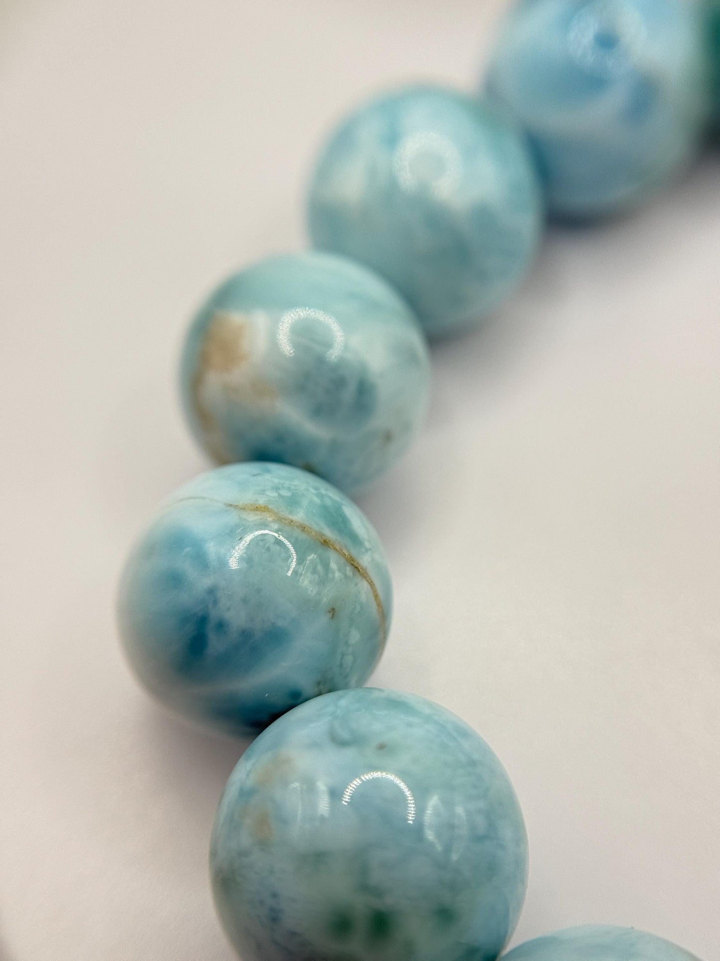 Larimar Beaded Bracelet Blue Gemstone Natural Jewelry Ocean Stone Gift