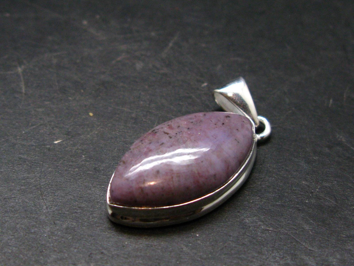 Purple Jade Silver Plated Pendant From Turkey - 1.5" - 6.58 Grams