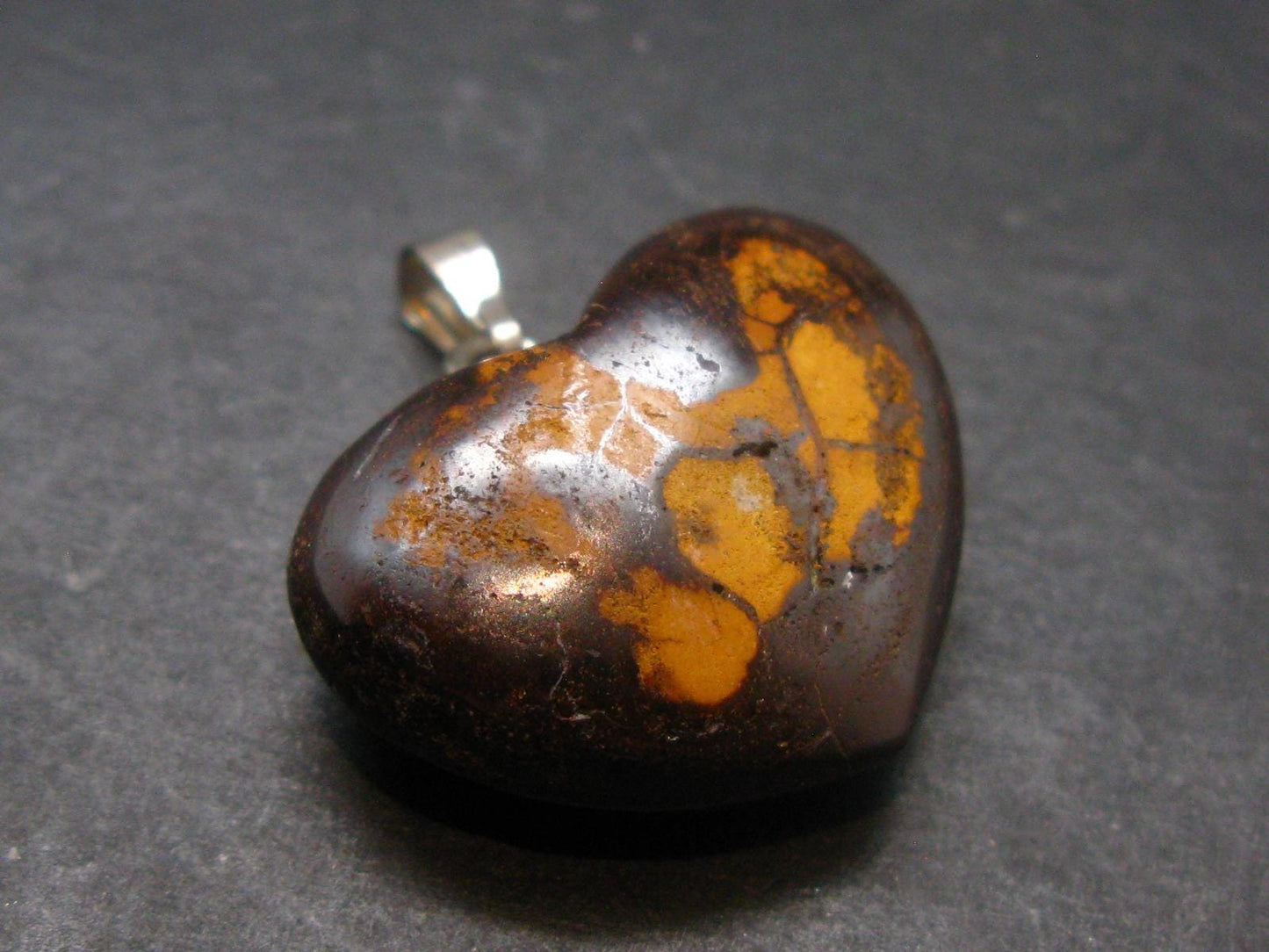 Very Rare Heart Boulder Opal Sterling Silver Pendant Necklace From Australia - 1.1" - 9.57 Grams