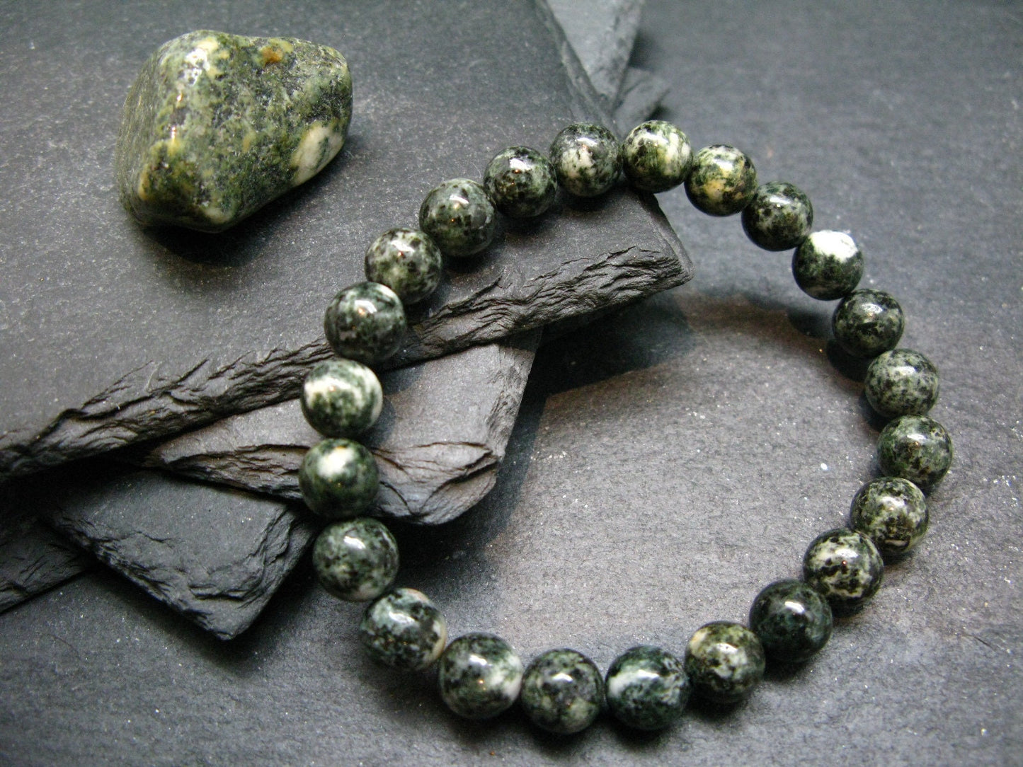 Preseli Stonehenge Bluestone Genuine Bracelet ~ 7 Inches ~ 8mm Round Beads
