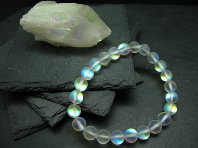 Angel Aura Quartz Genuine Bracelet ~ 7 Inches ~ 8mm Round Beads