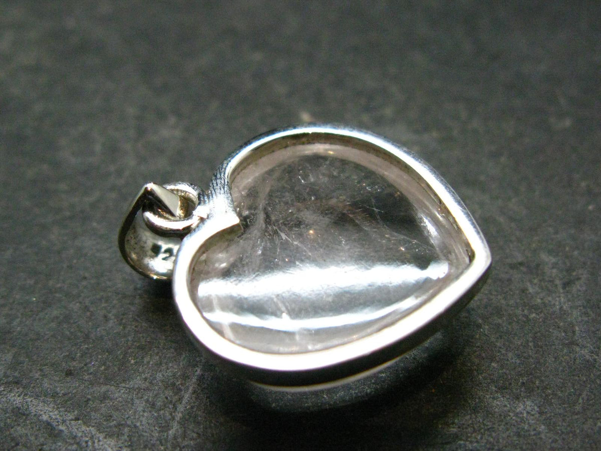 Nice Danburite Crystal Silver Heart Pendant from Mexico - 1.1" - 5.44 Grams