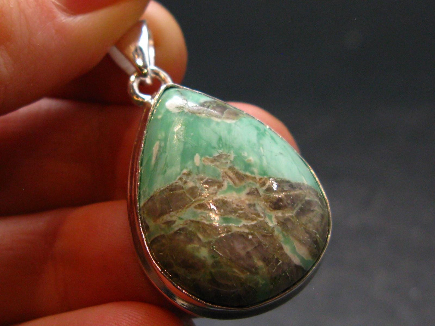 Rare Variscite Silver Plated Pendant from Utah - 1.4" - 6.79 Grams